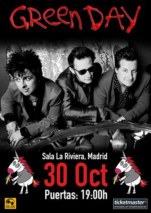 Cartel Green Day 30 oct. Madrid 2