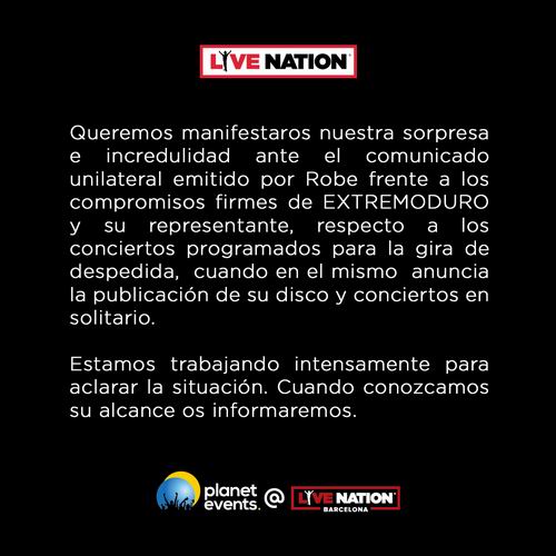 comunicado live nation gira extremoduro suspension